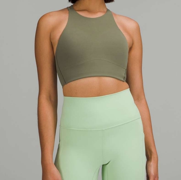 lululemon athletica Other - Lululemon Like a Cloud High-Neck Longline Bra Dark Green A/B Cup Size 4